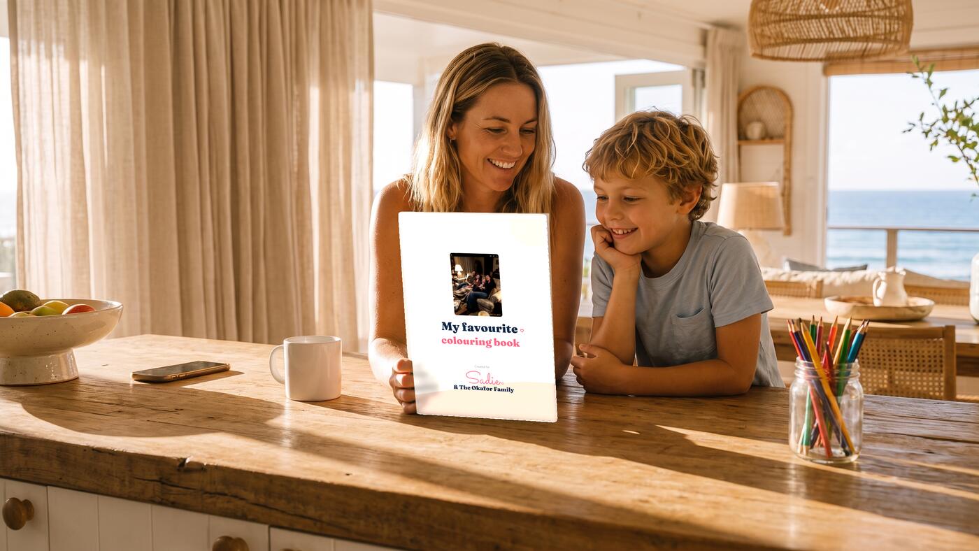Family photo colouring books
